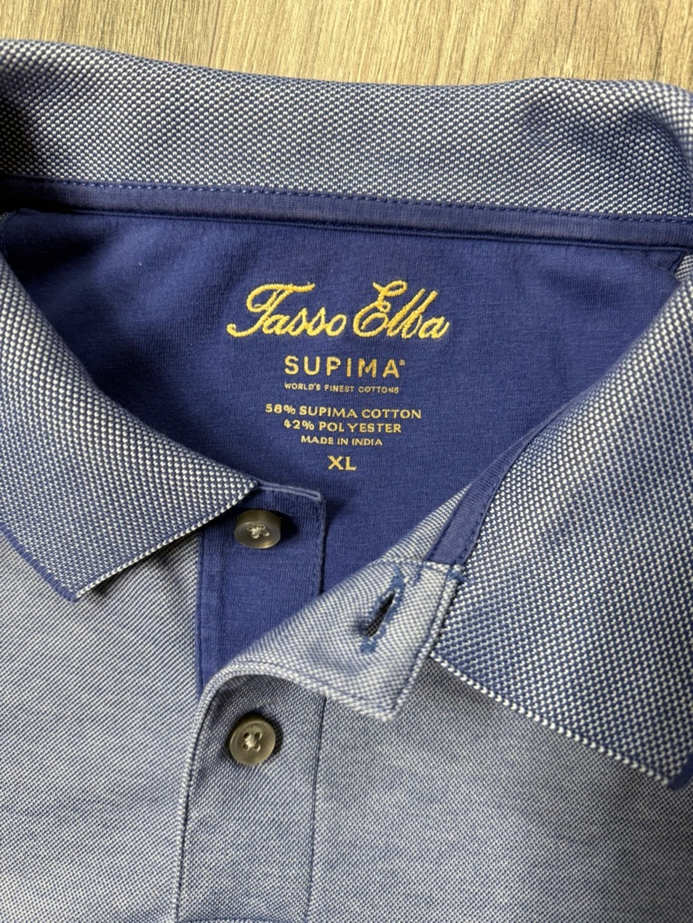 Tasso Elba Men's Heathered Blue Polo XL - Picture 2 of 6